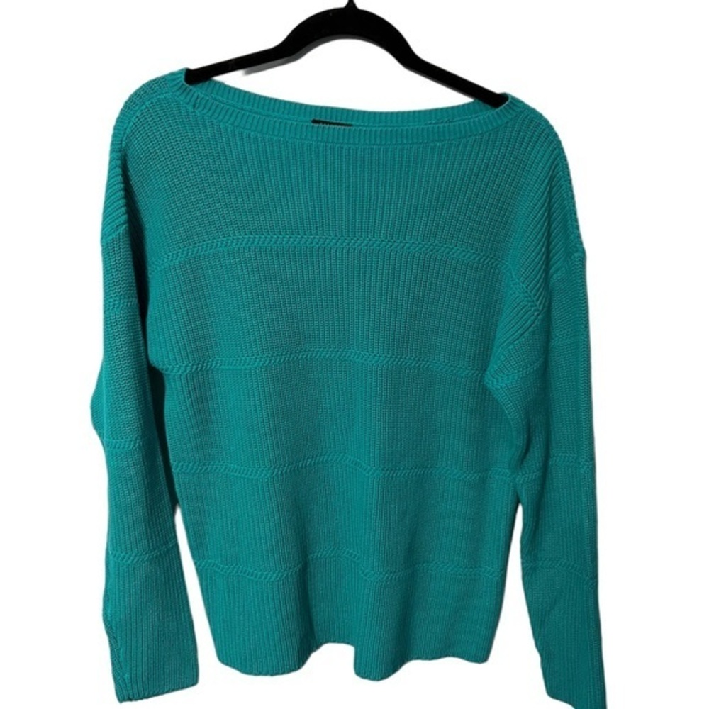 Talbots Long Sleeve Knit Green Sweater 100% Pima Cotton Size Large Petite